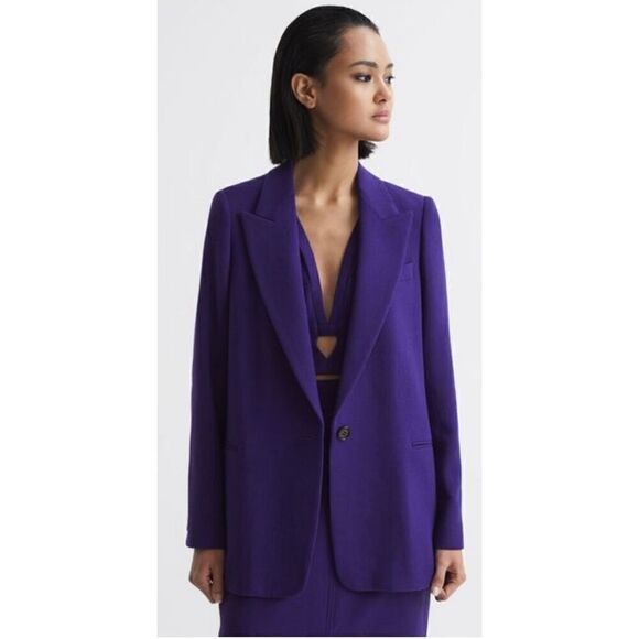 Reiss Jackets & Blazers - Reiss Slim Fit Single Breasted 100% Wool Blazer in Purple NWT Size 6